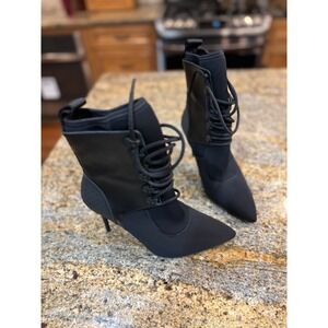 Alexander Wang x HM Black Lace Up Stiletto Ankle Boots Pointed Toe EU 37 US 6